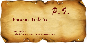 Pascus Irén névjegykártya